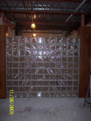 Block glass wall done by Kevin Holler at Holler Glass Block Minneapolis St Paul blockglass company minneapolis1.JPG