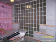 custom glass block wall done by Kevin Holler, Holler Glass Block Company Minneapolis St Paul, installation of glass block showers and professional basement windows made of glass block .jpg